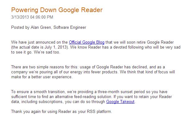 google reader retires